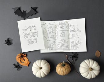 Pop-upkaart Halloween-spookhuiskleuring (digitale download)