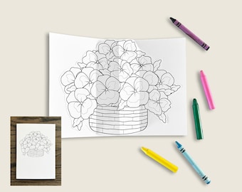 Pop-up kleurkaart viooltjes, alle gelegenheden, instant digitale download