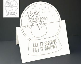 Pop-upwenskaart SnowGlobe-kleuren voor de feestdagen (digitale download)