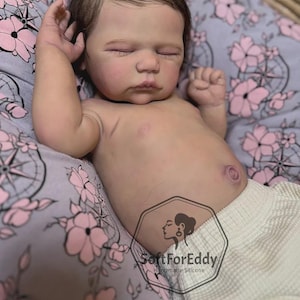 48 cm große, vollständig aus Silikon gefertigte Reborn-Babypuppe – realistische, handgefertigte, lebensechte Silikonpuppe, weiche Sammlerpuppe, Geschenk für Mädchen