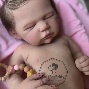 48 cm große, handgefertigte, realistische Silikon-Reborn-Babypuppe – lebensechte, weiche Silikonpuppe, Sammlerstück und Geschenk für Mädchen