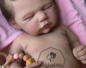 19" Full Body Silicone Reborn Baby Girl – Handmade Realistic Newborn Doll, Lifelike Soft Silicone Baby, Collectible Art Doll Gift for Girls