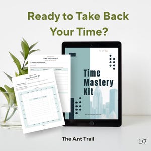 Time Mastery Kit | Printable, Digital, Fillable| Time Audit| Energy Tracker | Peaceful Productivity System | image 1