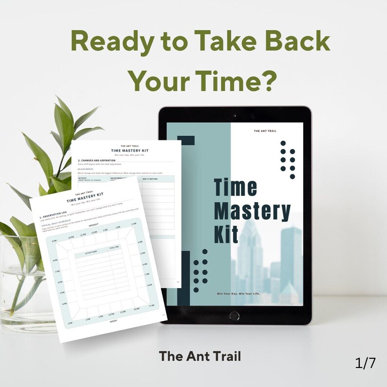 Time Mastery Kit | Printable, Digital, Fillable| Time Audit| Energy Tracker | Peaceful Productivity System | image 1