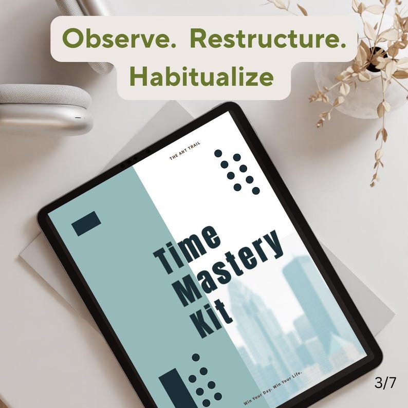 Time Mastery Kit | Printable, Digital, Fillable| Time Audit| Energy Tracker | Peaceful Productivity System | image 3