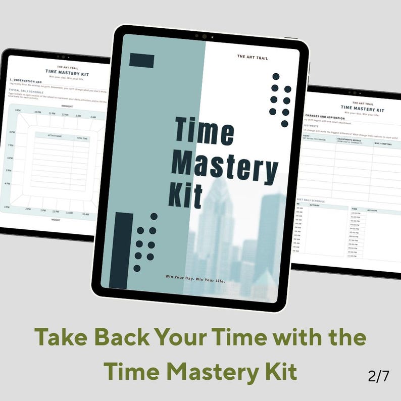 Time Mastery Kit | Printable, Digital, Fillable| Time Audit| Energy Tracker | Peaceful Productivity System | image 2