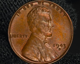 Moneta commemorativa d'epoca da collezione da un centesimo di grano Lincoln del 1943, rara moneta da un centesimo di rame con data chiave, USA