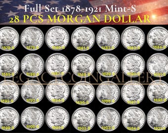 Full Set 1878–1921-S Morgan Dollar (San Francisco) 28 Pieces Silver Plated