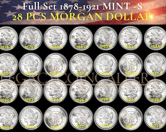 Full Set 1878–1921-S Morgan Dollar (San Francisco) 28 Pieces Silver Plated