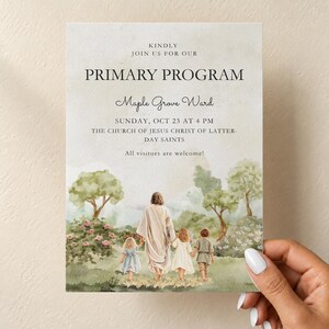 LDS Primary Program Invitation Template, Editable Canva Church Invite, Jesus with Children, Ward Primary Presentation