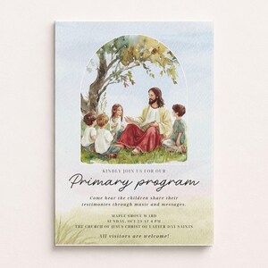 LDS Primary Program Invitation Template, Jesus With Children Church Invite, Primary Presentation, Editable Canva Invitation