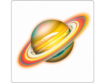 Colorful Saturn Planet Square Sticker - Vibrant Space Decal