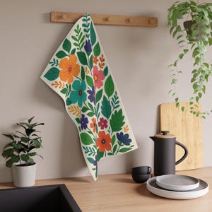 Floral Baumwolle Geschirrtuch: Boho Küche Dekor, Housewarming Geschenk
