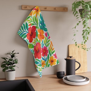 Buntes Blumen Geschirrtuch, Frühling Küchen Dekor, Geschenk für Sie, Gastgeberin Geschenk, helles Baumwolle Geschirrtuch, Bauernhaus Bettwäsche