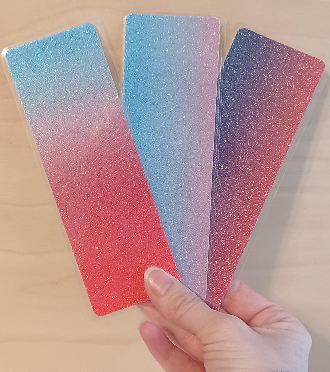 Glitter Bookmarks Laminated Bundle of 3 (purple, Pink, Light Blue ...