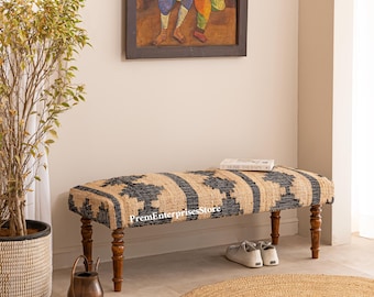 Wood Ottoman Bench, Hallway Bench, Frontdoor Bench, Turkish Rug Bench, Dining Table Bench, Porch Bench, Sitting Bench, Mudroom Bench