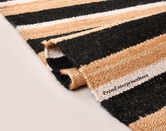 Striped Handmade Tufted Hemp Area Rug Hemp Jute Runner Rug Hand Loomed Rug Bohemian Vintage Large Area Rug For Decor Hemp Jute Rug