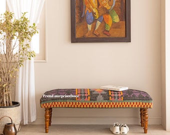 Upholstered Bench, Ottoman Bench, Hallway Bench, Storage Coffee Table, Shoe Bench, Boho Bench,