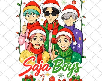Christmas Saja Boys Kpop Demon Hunters PNG - Movie Shirt Design