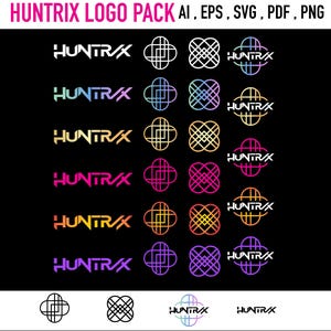 Paquete de logotipos de K-pop Huntrix / Imágenes prediseñadas de Kpop Demon Hunters / ai, eps, svg, pdf, png / Descarga instantánea