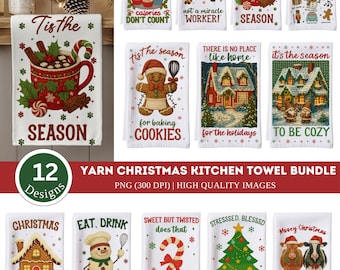 Faux Yarn Crochet Christmas Kitchen Towel Bundle, Christmas kitchen towel, Christmas Pot Holder & Towel Bundle, Dish Towel for Christmas