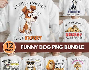 Paquete de imágenes PNG de perros graciosos, imágenes prediseñadas de perros con humor, frases divertidas de mascotas (en formato PNG), paquete de imágenes PNG para amantes de los perros, actitud sarcástica de perro (en formato PNG) (descarga digital)