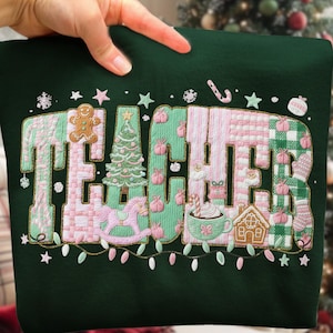 Faux Yarn Christmas Teacher png, Merry Christmas Teacher png, Christmas Faux Yarn Sublimation Shirt Design, Xmas Teacher Png
