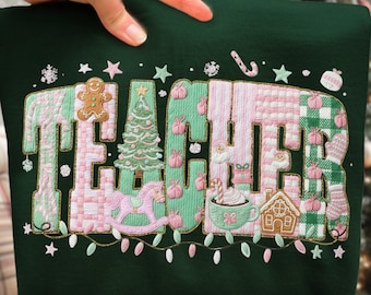 Faux Yarn Christmas Teacher png, Merry Christmas Teacher png, Christmas Faux Yarn Sublimation Shirt Design, Xmas Teacher Png