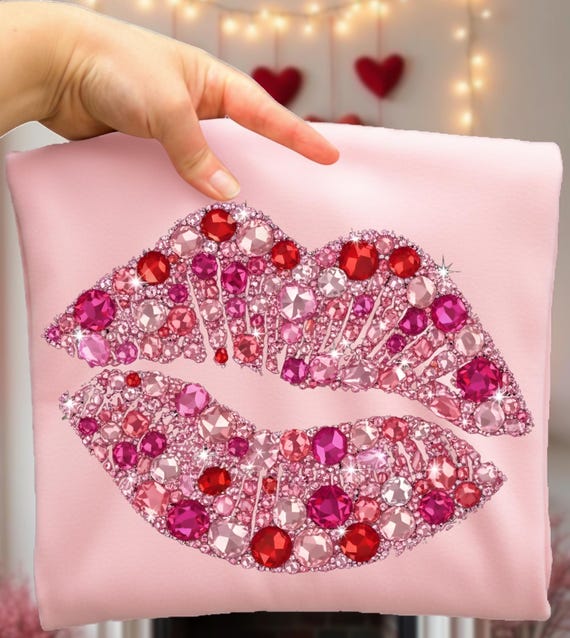 Rhinestone Kiss Png, Valentines Rhinestone Kiss Png, Be Mine Png, Trendy Valentines Day, Kiss Mark Lipstick Mark (Digital Download)