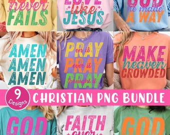 Kristet PNG-paket, neonfärger PNG, Jesus PNG, bibelvers PNG, troscitat PNG, religiöst sublimeringspaket (digital nedladdning)
