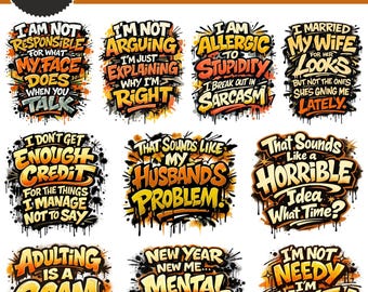 Sarcastic Png Bundle, Sarcastic Quotes, Funny Adult Humour Sublimation, Funny Sarcastic Png Bundle, Sarcasm Png Bundle (Digital Download)