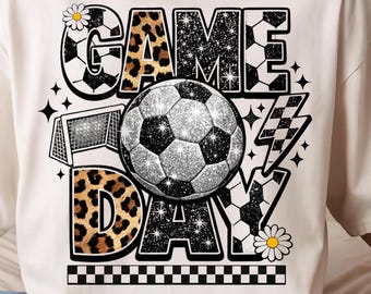 Soccer Game Day Png, Soccer Mama Png, Soccer Png, Glitter Soccer Design Sublimation, Game Day Png (Digital Download)