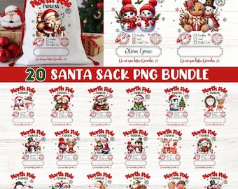 Christmas Santa Sack PNG Bundle, Special Delivery Christmas Png, Santa Claus Mail Bag Tags Png, Xmas Tote Bag Png, Christmas Bag, Santa Bag