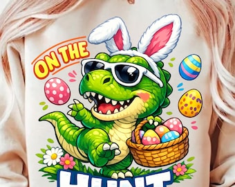 Wielkanocny dinozaur T-rex Png, Wielkanocny dinozaur Png, Wesołych Świąt Wielkanocnych Png, Wielkanocny króliczek dinozaur Png, Modne wiosenne klimaty Png (pobieranie cyfrowe)