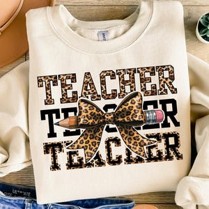 Leopard Teacher Png: Retro Leopard Print Teacher Bow Digital Png, Leopard Sublimation Design, Coquette (Digital Download)