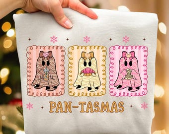 Rolig Pantasmas-spöke Pan Dulce PNG: Söta spökconchas, mexikansk Halloween-tröjadesign (sublimeringsdesign)