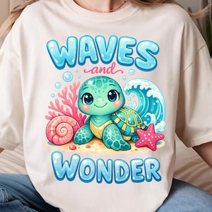 Waves Wonder PNG, Sea Turtle Ocean Waves, Trendy Summer Png, Girls Trip Png, Beach Vibes Png (Digital Download)