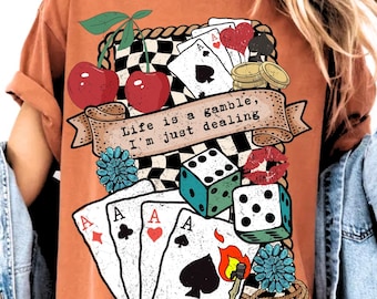 Life is a Gamble Png Design, Retro Turquoise Western Sublimation Design, Country Png, Retro Cowboy Png, Dice Card Western (Digital Download)