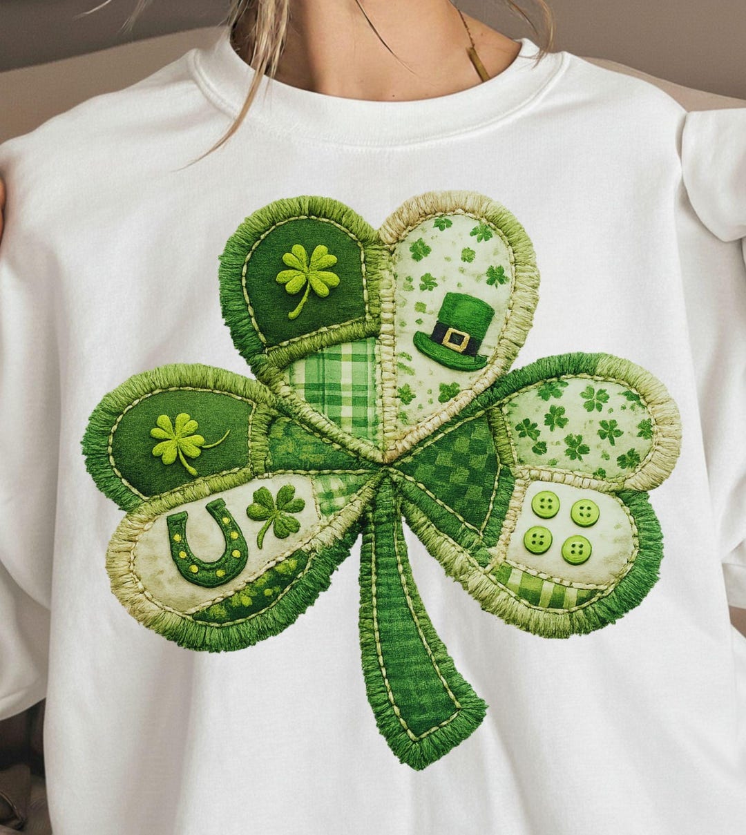 Patchwork Shamrock PNG, St Patrick’s Day Shamrock Png, Green Fabric ...