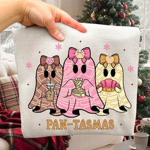 Pantasmas Ghost Pan Dulce PNG: Mexican Conchas Ghost, Mexican Halloween Shirt Design (Design Sublimation)