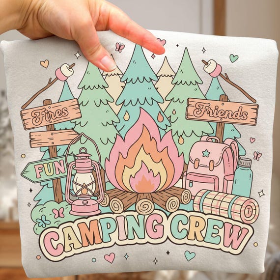 Camping Crew Png, Fires Fun & Friends Camping Crew Png, Cute Campfire Friends Shirt Design, Summer Camping Png (Design Sublimation)