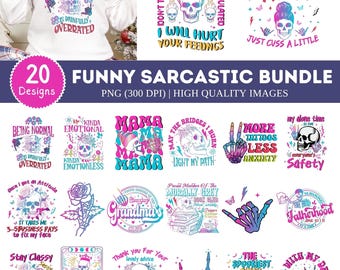 Lustige sarkastische Schädel Sublimationsbündel, Erwachsener Humor Png, lustiges Skelettbündel Png, sarkastisches Bündel Png (Sublimationsdesign)