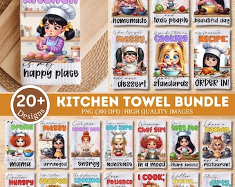 Funny Kitchen Towel Sublimation Bundle, Funny Kitchen Quotes Png, Baking & Cooking Sublimation Design, Kitchen Conversions Towel Design