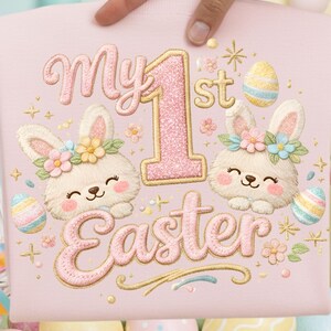 My 1st Easter Bunny PNG, Puff Faux Yarn Cute Bunny Png, Cute Bunny Design For Kids, My First Easter Onesie baby Apparel (Digital Download)