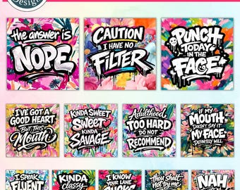 Sarcastische citaten magneet clipartbundel, grappige koelkastmagneet sublimatie ontwerpbundel, sarcastische citaten clipart (digitale download)