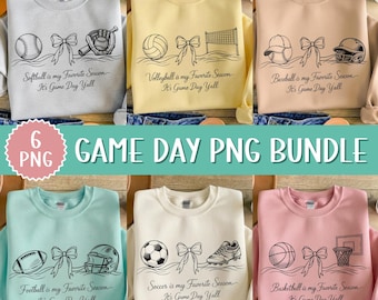 Game Day Png Bundle, Sports Season Png, Baseball Png, Football png, Volleyball Png, Trendy Sports Bundle Png (Digital Download)