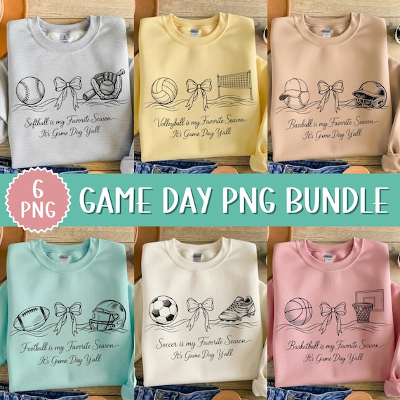 Game Day Png Bundle, Sports Season Png, Baseball Png, Football png, Volleyball Png, Trendy Sports Bundle Png (Digital Download)
