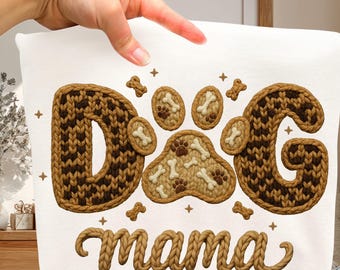Latch Hook Yarn Crochet Dog Mama PNG: Mom Leopard Png, Dog Mom png (Design Sublimation)