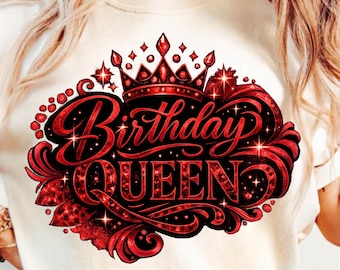 Birthday Queen Leopard PNG, Red Birthday Queen Shirt Sublimation Design, Leopard Birthday Queen with Crown Design (Digital Download)