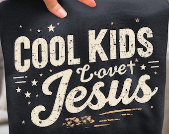 Cool Kids Love Jesus Png, Retro Christian Png, Trendy Christian Kids Shirt Png, Bible Verse png, Faith Png (Design Sublimation)